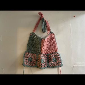Handmade crochet halter top made from acrylic yarn. Fits M-L. 🫶🏄🏻‍♀️🍉